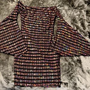 Rose Gold and Black Sparkly dress.